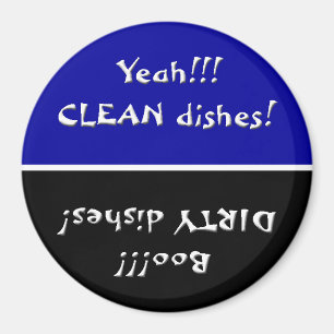Schwarz und blau, sauber/dreckig Geschirrspüler Magnet