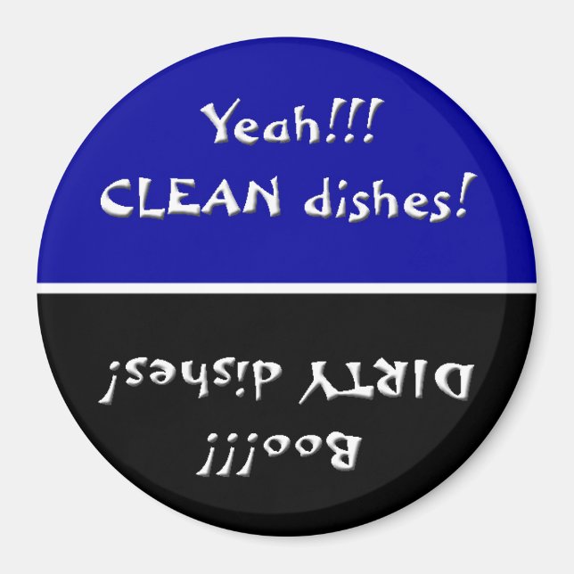 Schwarz und blau, sauber/dreckig Geschirrspüler Magnet (Vorne)