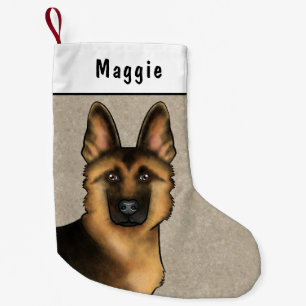 Schwarz und Braun Deutsche Schäferhund Kopf und be Kleiner Weihnachtsstrumpf