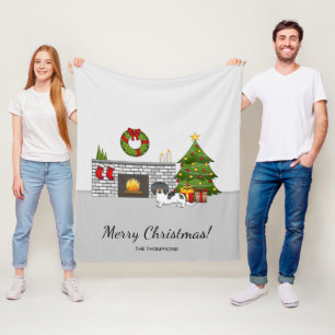 Schwarz und Braun Gescheckter Langhaar-Dachshund W Fleecedecke