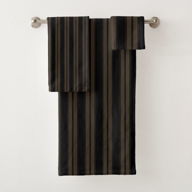 Schwarz und braun gestreift badhandtuch set (Insitu)