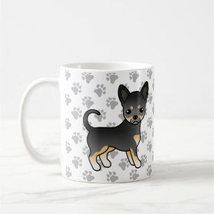 Schwarz und Braun glatthaariger Chihuahua-Hund & P Kaffeetasse