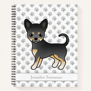 Schwarz und Braun glatthaariger Chihuahua-Hund & T Notizbuch