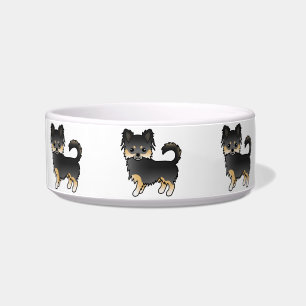 Schwarz und Braun Langhaar Chihuahua Cartoon Hunde Napf