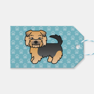 Schwarz und Braun Norfolk Terrier Cartoon Hund auf Geschenkanhänger