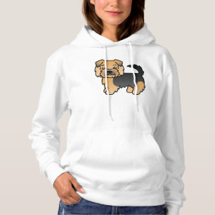 Schwarz und Braun Norfolk Terrier Cartoon-Hundezei Hoodie