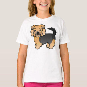 Schwarz und Braun Norfolk Terrier Süßer Cartoon-Hu T-Shirt
