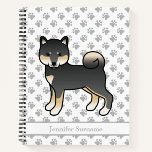 Schwarz und Braun Shiba Inu Cartoon Hund & Benutze Notizbuch