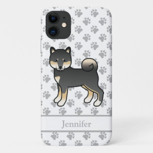 Schwarz und Braun Shiba Inu Cartoon Hund & Name Case-Mate iPhone Hülle