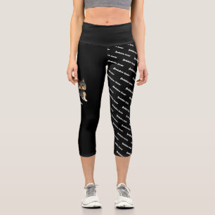 Schwarz und Braun Yorkie & Name und Rasse des Hund Capri Leggings
