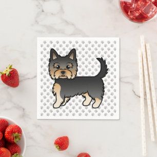 Schwarz und Braun Yorkshire Terrier Cartoon Hund & Serviette