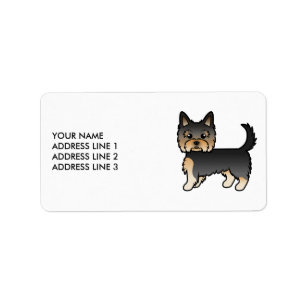 Schwarz und Braun Yorkshire Terrier Hund & Benutze Adressaufkleber
