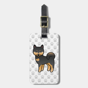Schwarz und Braune Cartoon Shiba Inu Gepäckanhänger