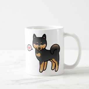 Schwarz und Braune Cartoon Shiba Inu Liebe Tasse