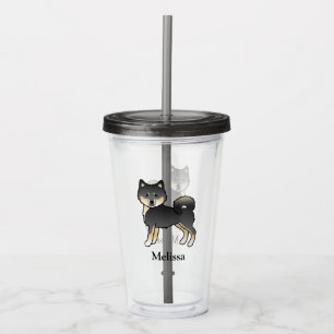 Schwarz und Brauner Alaskan Malamute Cartoon Hund Acryltrinkbecher