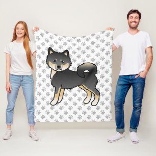 Schwarz und Brauner Alaskan Malamute Cartoon Hund  Fleecedecke