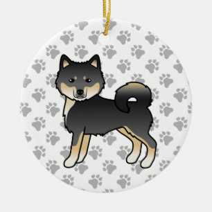 Schwarz und brauner Alaskan Malamute süßer Cartoon Keramik Ornament