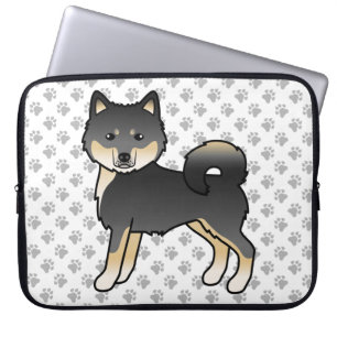 Schwarz und brauner Alaskan Malamute süßer Cartoon Laptopschutzhülle