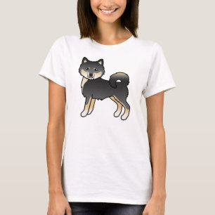 Schwarz und brauner Alaskan Malamute süßer Cartoon T-Shirt