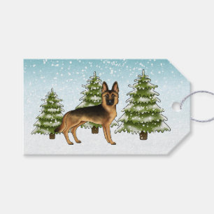 Schwarz und Brauner Deutscher Schäferhund Blue Win Geschenkanhänger