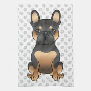 Schwarz und Brauner Französischer Bulldogge / Fran Geschirrtuch
