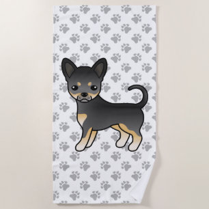 Schwarz und Brauner glatthaariger Chihuahua-Hund & Strandtuch