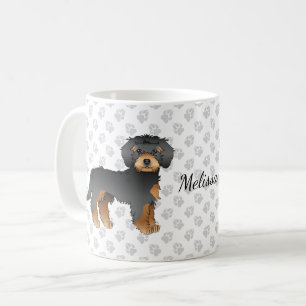Schwarz und Brauner Mini Goldendoodle Cartoon-Hund Kaffeetasse