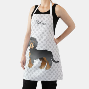 Schwarz und Brauner Mini Goldendoodle Cartoon-Hund Schürze