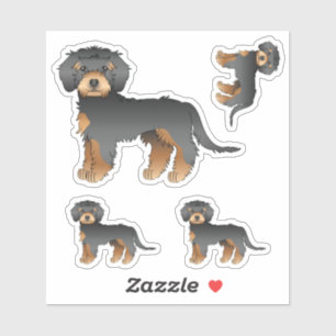 Schwarz und brauner Mini Goldendoodle süßer Cartoo Aufkleber
