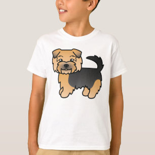 Schwarz und Brauner Norfolk Terrier Süßer Cartoon- T-Shirt