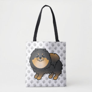 Schwarz und Brauner Pomeranian Süßer Cartoon-Hund