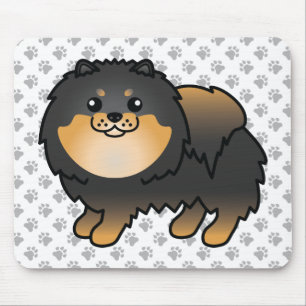 Schwarz und Brauner Pomeranian Süßer Cartoon-Hund  Mousepad