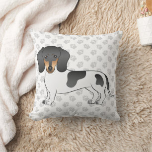 Schwarz und Brauner Scheck Kurzhaar-Dachshund & Pf Kissen