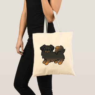 Schwarz und Brauner Tibet-Spaniel-Cartoon-Hund Tragetasche