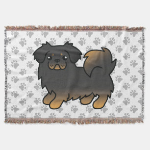 Schwarz und Brauner Tibet-Spaniel Süßer Cartoon-Hu Decke