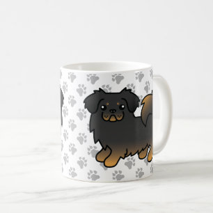 Schwarz und Brauner Tibet-Spaniel Süßer Cartoon-Hu Kaffeetasse