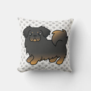 Schwarz und Brauner Tibet-Spaniel Süßer Hund & Pfo Kissen