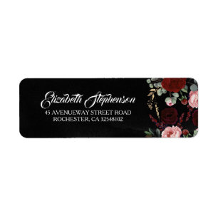 Schwarz und Burgund Rot Floral Moderner Chic