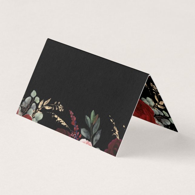 Schwarz und Burgund Rote Flora Elegant (Vorderseite)