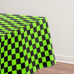 Schwarz und Chartreuse grün - Retro-Schachbrett Tischdecke