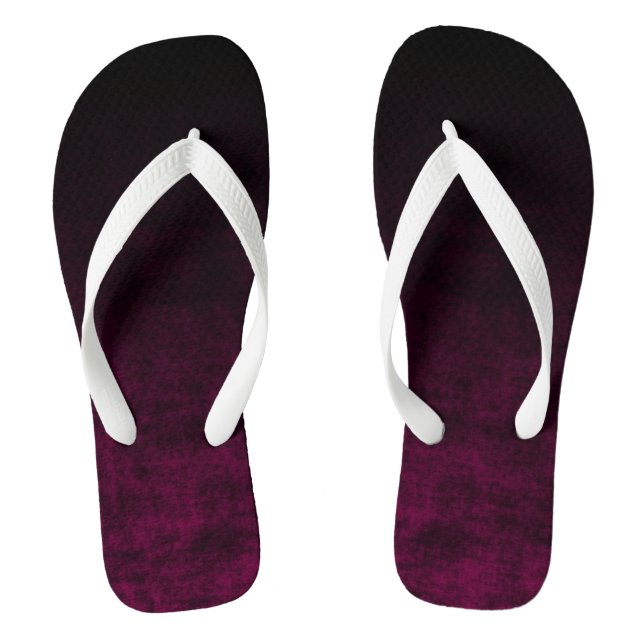 Schwarz und Dunkel Magenta Gradient Textur Flip Flops (Fußbett)