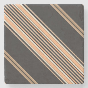 Schwarz und Ecru, Stripes Square Untersetzer