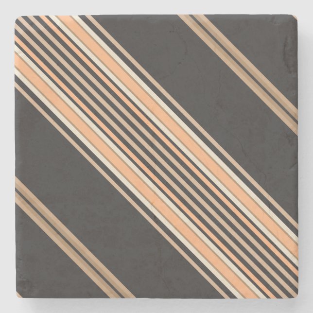 Schwarz und Ecru, Stripes Square Untersetzer (Vorderseite)