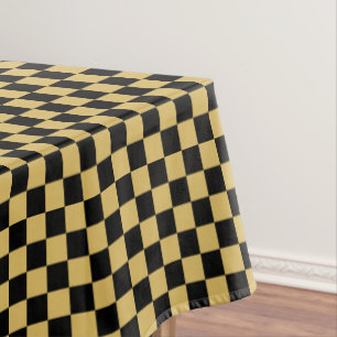 Schwarz und Falschgelb geprüft Tischdecke