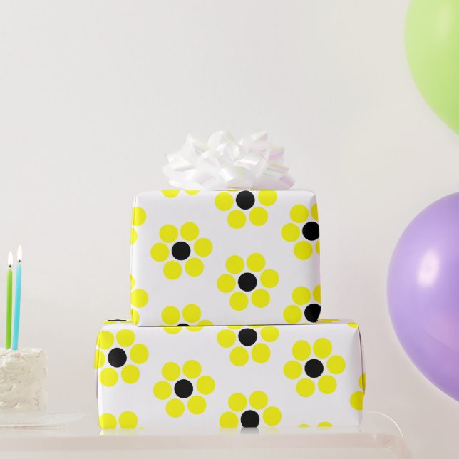 Schwarz und Gelb, einfach, modern Retro Geschenkpapier (Partygeschenke)