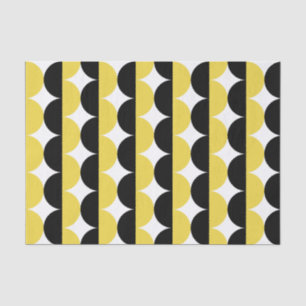 Schwarz und Gelb Mitte Jahrhundert Moderne Wavy Seidenpapier