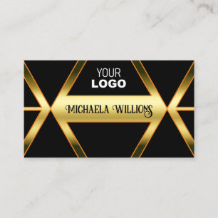 Schwarz und glänzend Golden mit Logo Elegant Visitenkarte