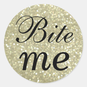 Schwarz und Glitterie Gold Bite Me Sticker