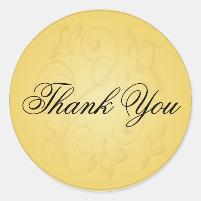 Schwarz und Gold 1.5" Durchmesser Danke Sticker (Vorderseite)