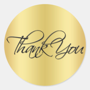 Schwarz und Gold 1.5" Durchmesser Danke Sticker